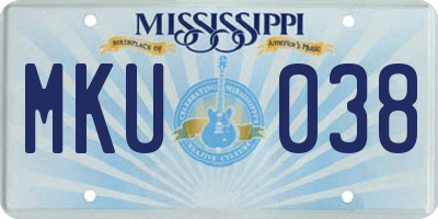 MS license plate MKU038