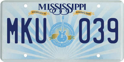 MS license plate MKU039