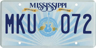 MS license plate MKU072