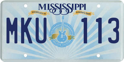 MS license plate MKU113