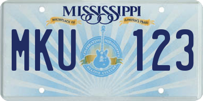 MS license plate MKU123