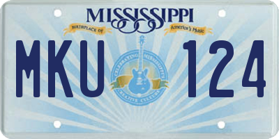 MS license plate MKU124