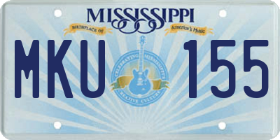 MS license plate MKU155