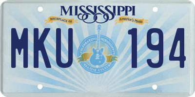 MS license plate MKU194