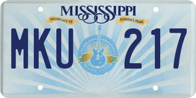 MS license plate MKU217