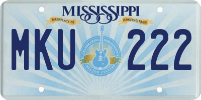MS license plate MKU222