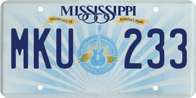 MS license plate MKU233