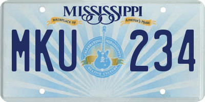 MS license plate MKU234