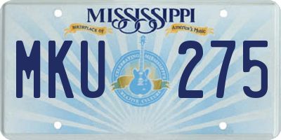 MS license plate MKU275