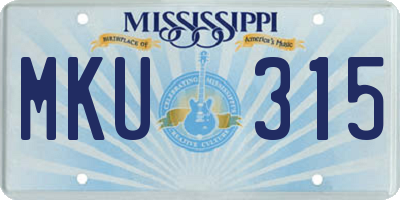 MS license plate MKU315