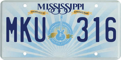 MS license plate MKU316