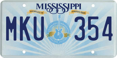 MS license plate MKU354