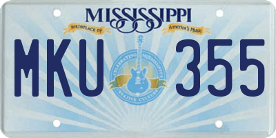 MS license plate MKU355