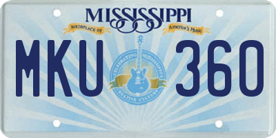 MS license plate MKU360