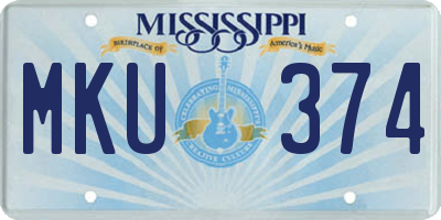 MS license plate MKU374