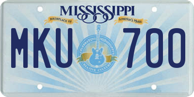 MS license plate MKU700
