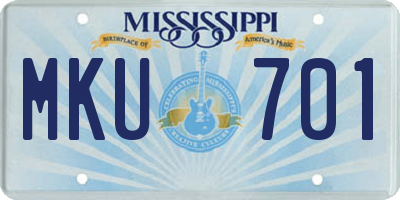 MS license plate MKU701