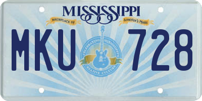 MS license plate MKU728