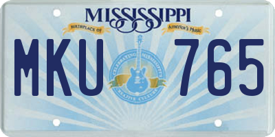 MS license plate MKU765