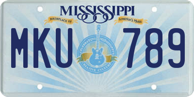 MS license plate MKU789