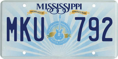 MS license plate MKU792