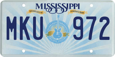 MS license plate MKU972