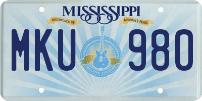 MS license plate MKU980
