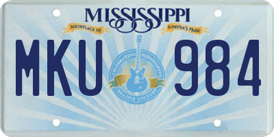 MS license plate MKU984
