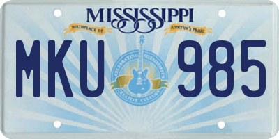 MS license plate MKU985