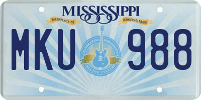 MS license plate MKU988