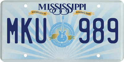 MS license plate MKU989