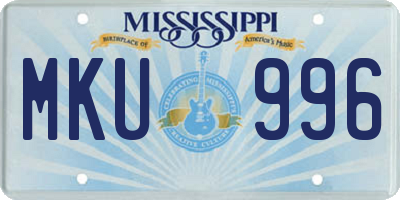 MS license plate MKU996