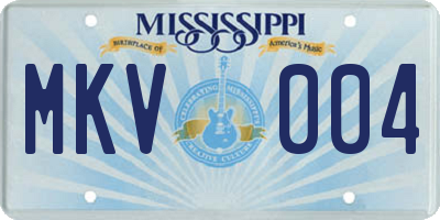 MS license plate MKV004