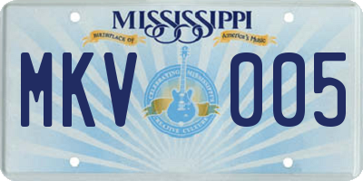 MS license plate MKV005