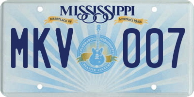 MS license plate MKV007