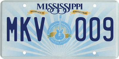 MS license plate MKV009