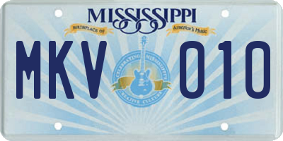 MS license plate MKV010