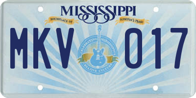 MS license plate MKV017