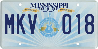 MS license plate MKV018