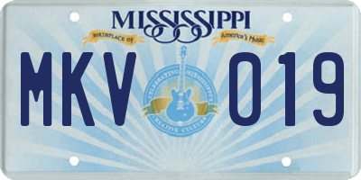 MS license plate MKV019