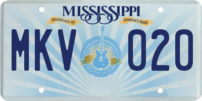 MS license plate MKV020