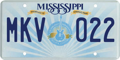MS license plate MKV022