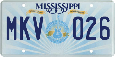 MS license plate MKV026