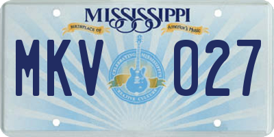 MS license plate MKV027