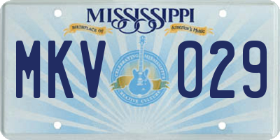 MS license plate MKV029