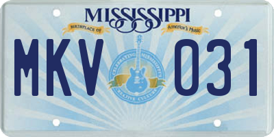 MS license plate MKV031