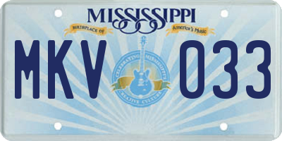 MS license plate MKV033