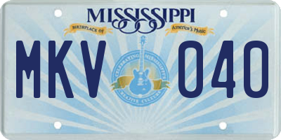 MS license plate MKV040