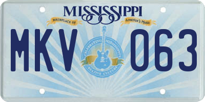 MS license plate MKV063