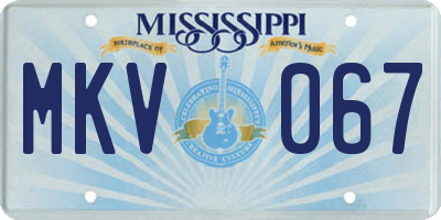 MS license plate MKV067